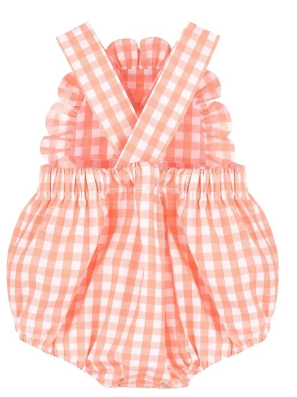New SOPHIE & LUCAS ORANGE CLASSIC GINGHAM RUFFLE SUNSUIT Peach